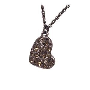 Relic Heart Pendant Necklace Rhinestone Vintage Jewelry
